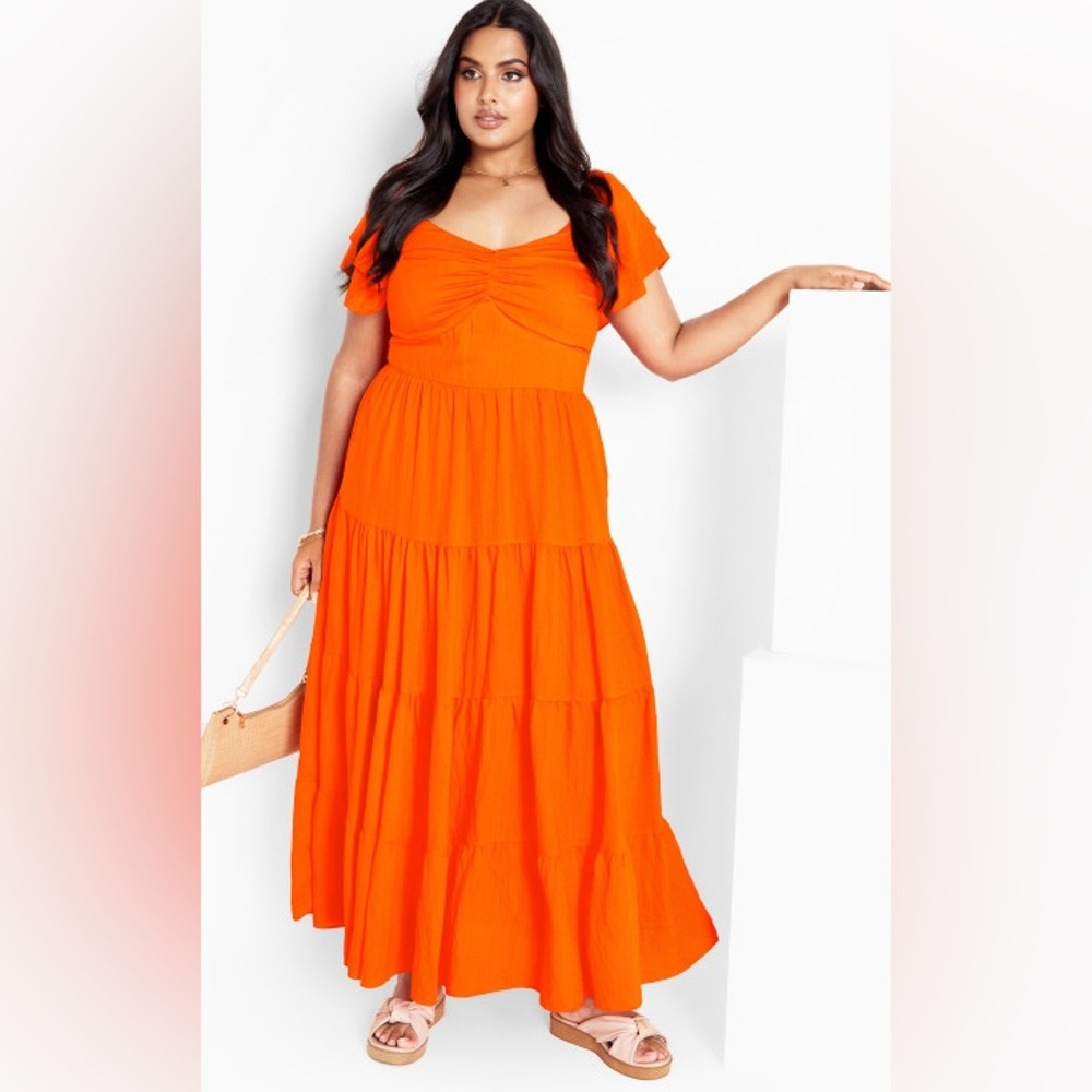 City chic Ariella dress size 18W, tangerine new in package